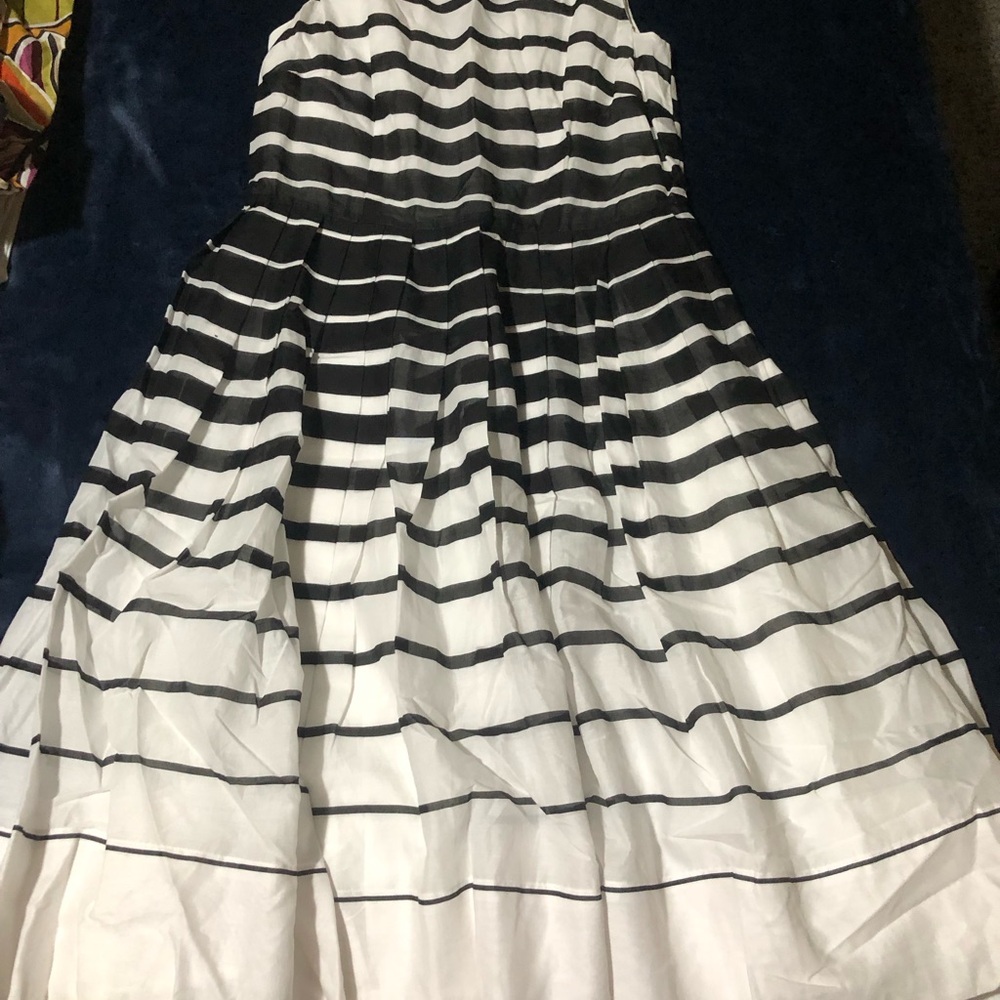 NWT Talbots Black & White Striped Fit & Flare Dress - Size 4